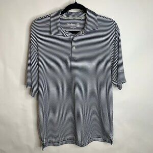 Walter Hagen White Blue Striped Polo Shirt Sz Medium
